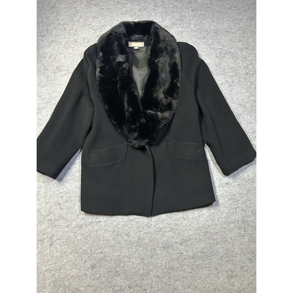 VTG Cache d'Or (Mansfield) Cashmere/Wool Coat Removable Faux Collar Glam L 12 - Picture 3 of 16